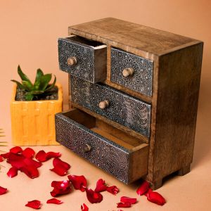 Wooden Metal Leaf Storage Box