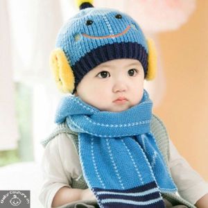 Blue Cap and Muffler Printed Set