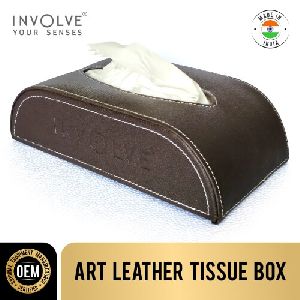 Involve Luxury Facial Tissue Box - Charcol Brown Leather Tissue Paper Box For Car, Home And Office Use 100 pulls
