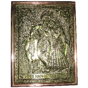 brass copper hand crafted radha krishna hanging photo frame