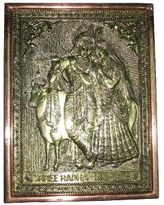 brass copper hand crafted radha krishna hanging photo frame