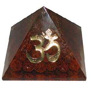 Om Rudraksha Orgone Pyramid 2inch 105gram - A6688