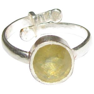 Yellow Sapphire Adjustable Silver Ring