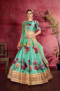 Green Printed Lehenga Choli