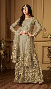 Heavy Embroidery Work Net Palazzo Suits