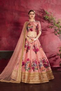 Printed Silk Lehenga Choli