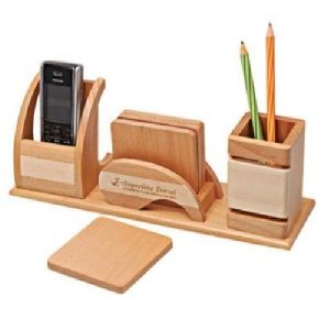 Brown Wooden Pen Holder