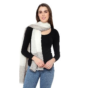 White Grey Silk Wool Stole