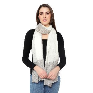 White Grey Silk Wool Stole