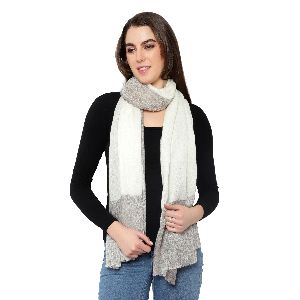 White Grey Silk Wool Stole