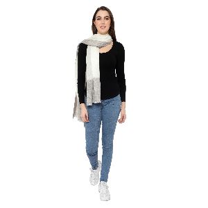 White Grey Silk Wool Stole