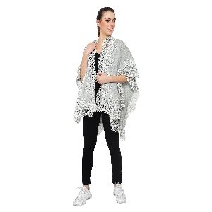 Light Grey Mongolian Wool Poncho