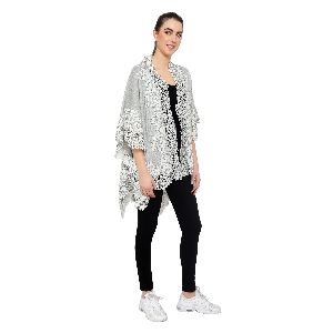 Light Grey Mongolian Wool Poncho