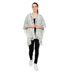 Light Grey Mongolian Wool Poncho