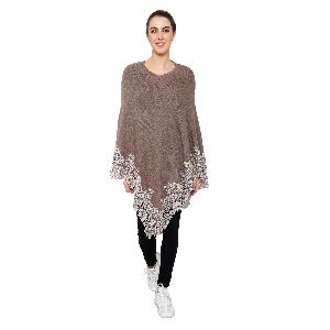 Dark Brown Mongolian Wool Poncho
