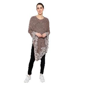 Dark Brown Mongolian Wool Poncho