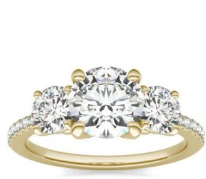 18K Yellow Gold Ring With Premium White Moissanite Diamond (D VVS1)