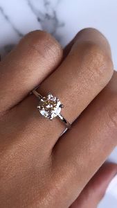 Solitaire Moissanite Diamond Ring With certificate Available in 14 & 18 k Gold
