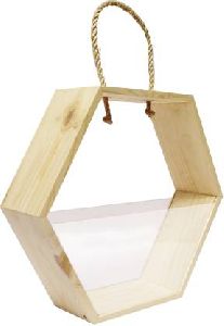 Wooden Acrylic Basket With Rope Handles