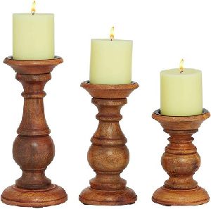 Wooden Candle Stand Set
