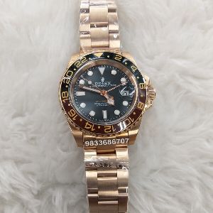 Rolex GMT Master Gold Black Dial Swiss Watch