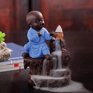 Baby Monk On Hill Backflow Incense Cone Holder