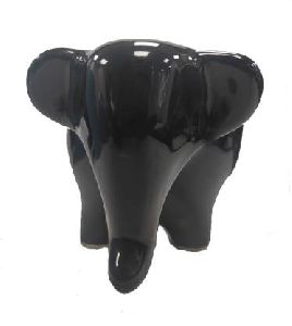 Handikart Black Ceramic Cute Elephant Shaped Planter