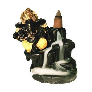 Lord Ganesha On Mountain Waterfall Backflow Incense Holder