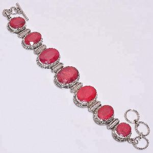Sterling Corundum Ruby Silver Bracelet