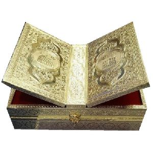 Red & Golden Rectangular Quran Box