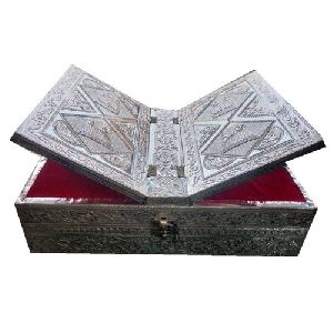 Red & Silver Rectangular Quran Box
