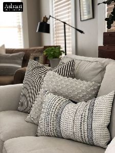 Black &amp;amp; white handwoven cushion