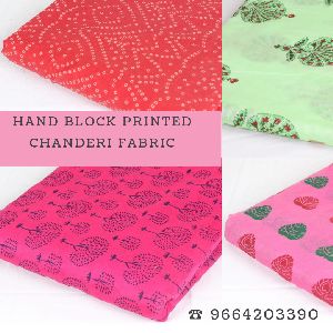 HAND BLOCK PRINTED CHANDERI FABRIC