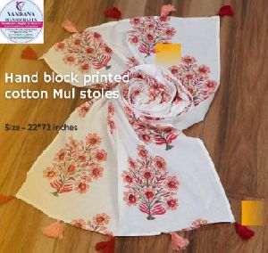 HAND BLOCK PRINTED COTTON MUL STOLE