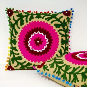 HAND BLOCK PRINTED SUZANI CUSHION COVER