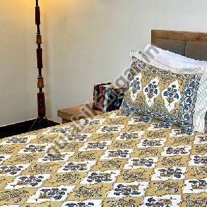 Mughal Poppy Blue Yellow Bedsheets