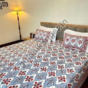 Mughal Poppy Red Grey Bedsheets