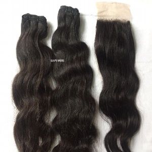 Indian body wave human hair with matching closure