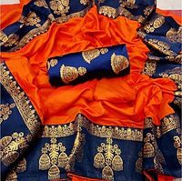Orange Satin Silk Saree