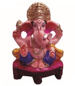 8 Inch Clay Ganesha Statue