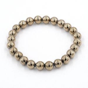 Golden Pyrite Stone Beads Bracelet