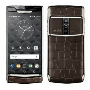 Vertu Signature Touch Cocoa Brown Alligator Silver Phone