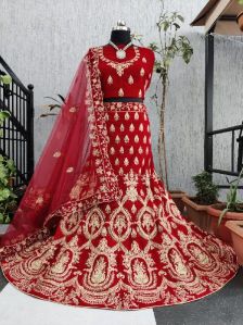 Bridal heavy embroidery lehenga choli in heavy 9000 velvet