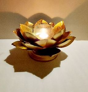 Golden Lotus Tea Light Holder