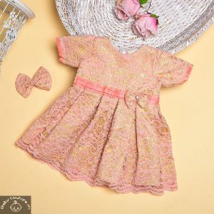 Chanderi Lace Girls Dress