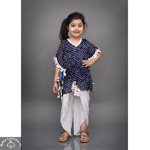 Girls Bandhani Kaftan Dhoti Set