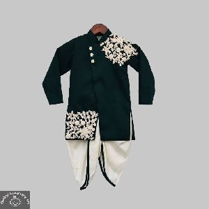 Green Achkan and Dhoti Set