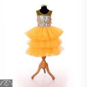 Yellow Shimmery Layered Dress