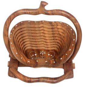 Wooden Apple Shaped Folding Basket