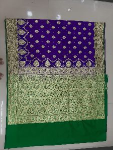 Banarsi saree katan blue and green